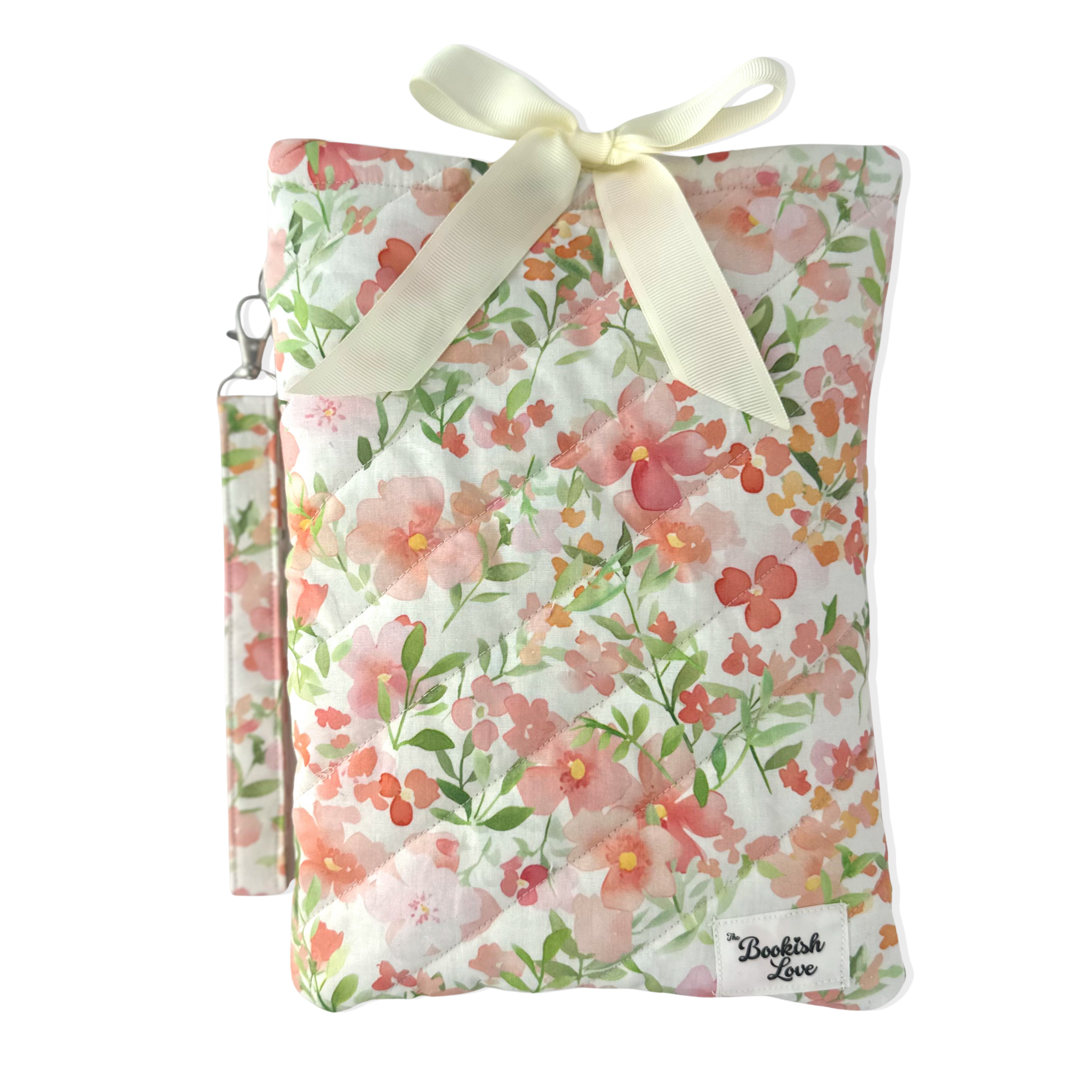 Book Sleeve Flores Rosas y Coral y Llavero de Flores Rosas y Coral