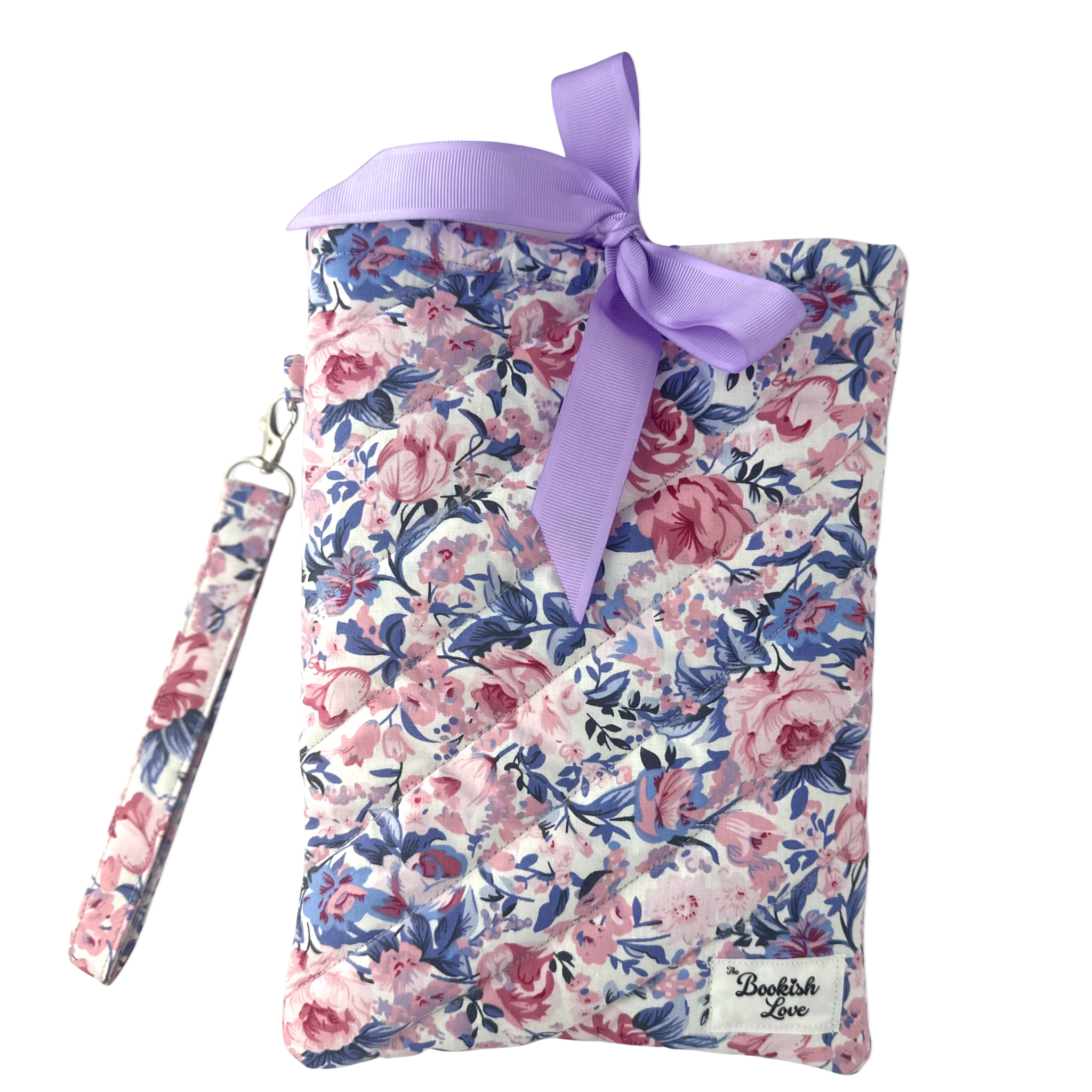 Book Sleeve Morada con Flores y Llavero Morado con Flores
