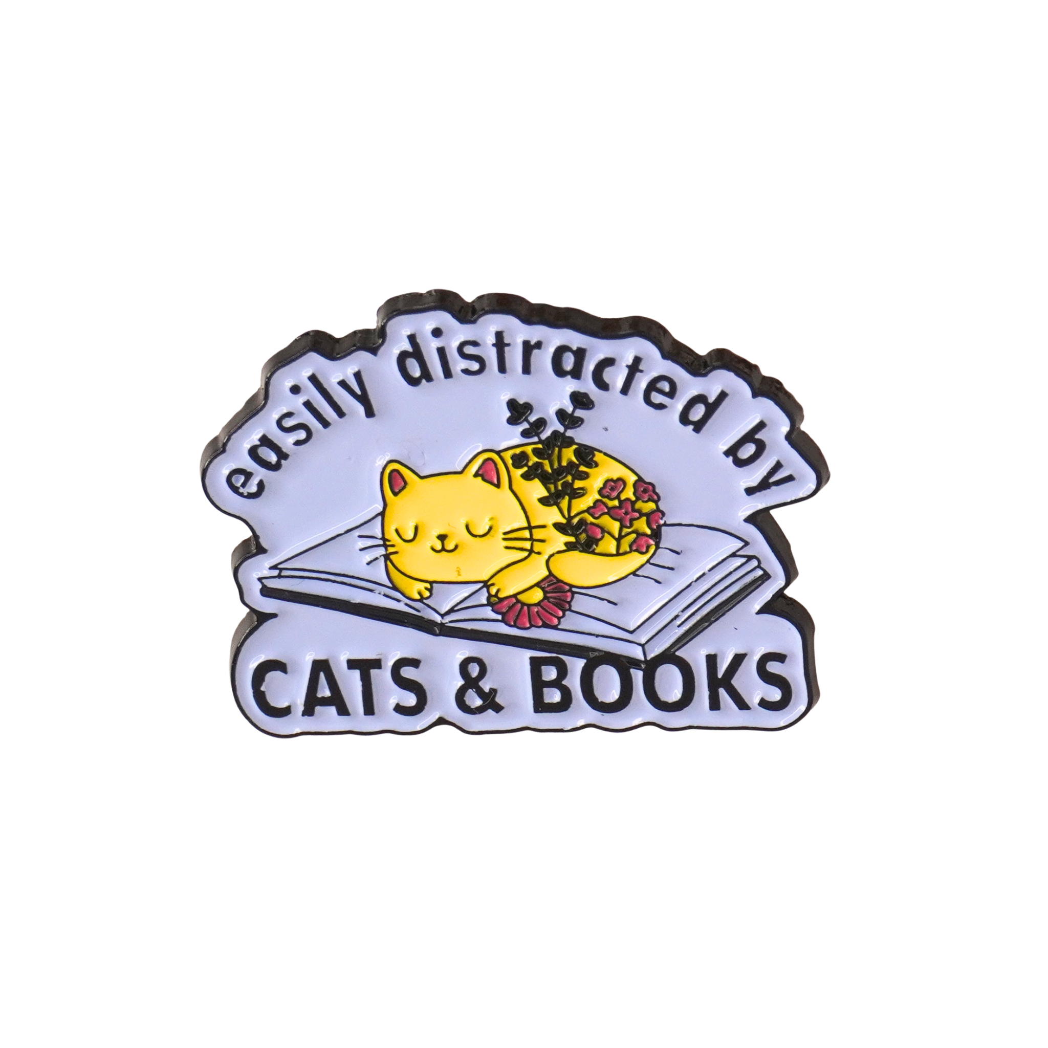 Easily Distracted by Cats and Books - Pin