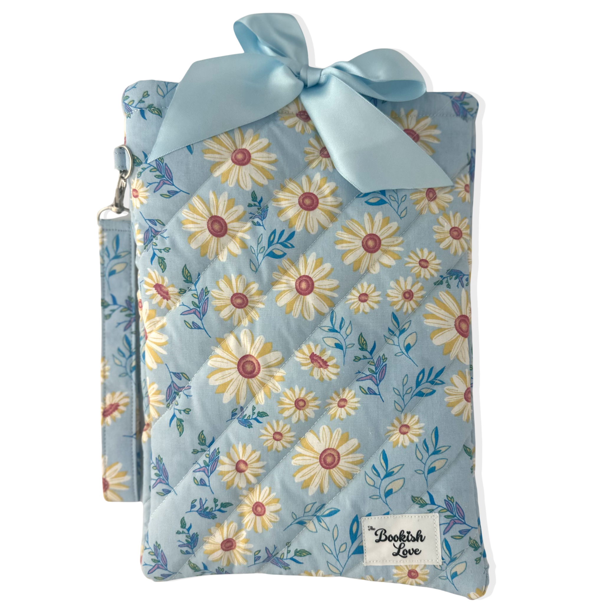 Book Sleeve Azul con Flores y Llavero Azul con Flores